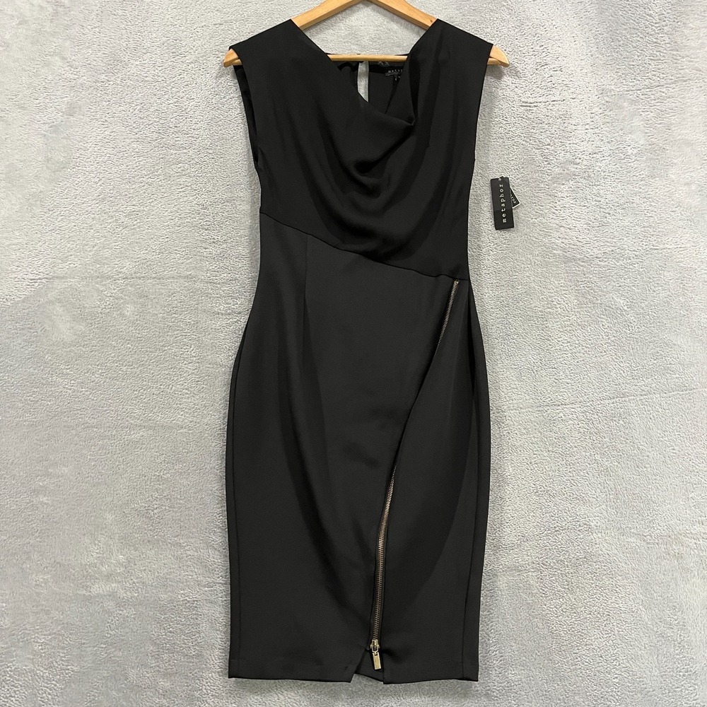 Metaphor Dress Womens XS Cowl Neck Sleeveless‎ Asymmetric Zip Preppy